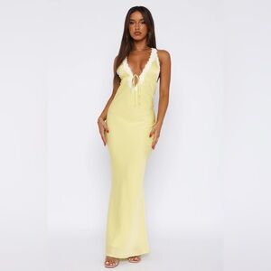White Fox Boutique By Yourself Maxi Dress Lemon size XS